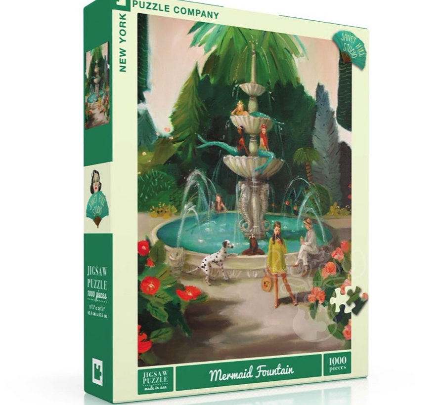 New York Puzzle Co. Janet Hill: Mermaid Fountain Puzzle 1000pcs