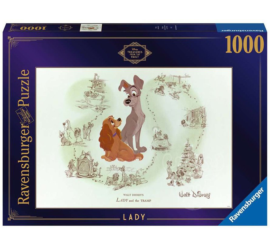 FINAL SALE Ravensburger Disney Treasures from The Vault: Lady Puzzle 1000pcs RETIRED