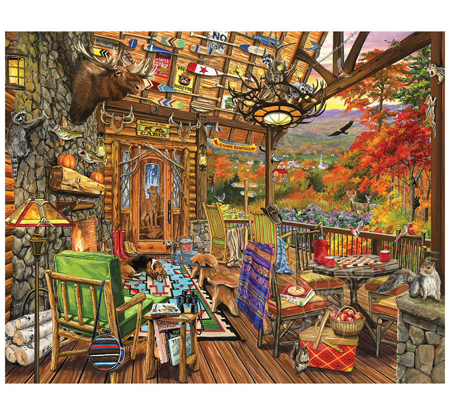 White Mountain Autumn Porch Puzzle 1000pcs