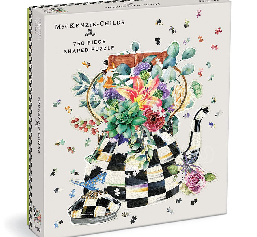 Galison MacKenzie-Childs Blooming Kettle Shaped Puzzle 750pcs