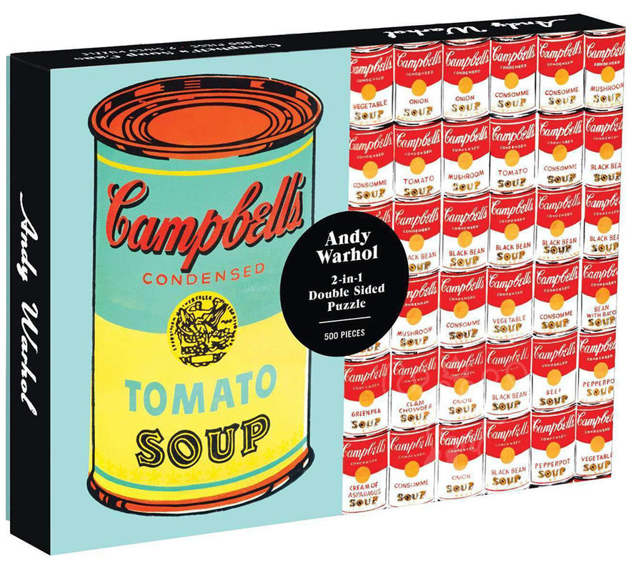 Galison Andy Warhol: Campbell's Soup Cans 2-in-1 Double Sided Puzzle 500pcs