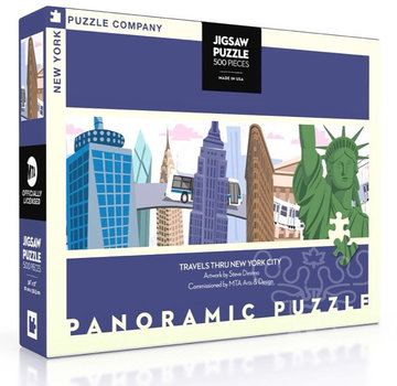 New York Puzzle Company FINAL SALE New York Puzzle Co. MTA: Travels Thru New York City Panoramic Puzzle 500pcs