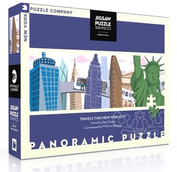 New York Puzzle Company New York Puzzle Co. MTA: Travels Thru New York City Panoramic Puzzle 500pcs