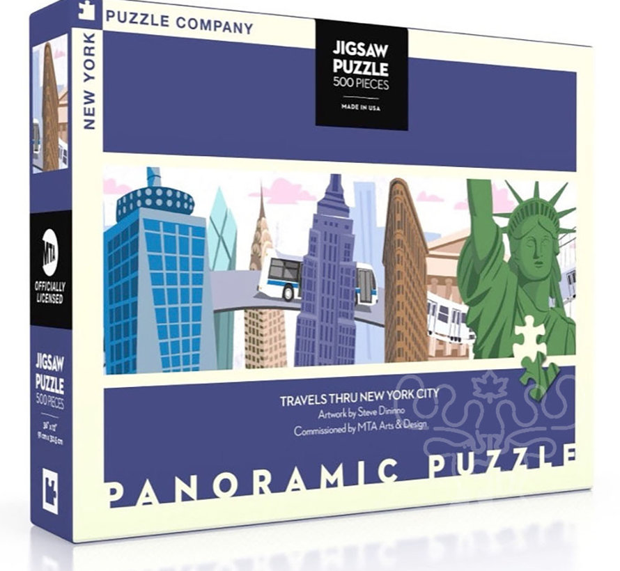 FINAL SALE New York Puzzle Co. MTA: Travels Thru New York City Panoramic Puzzle 500pcs