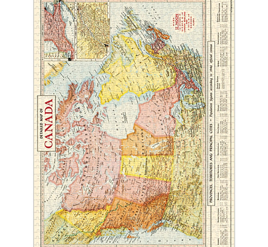 Cavallini Vintage: Map of Canada Puzzle 1000pcs