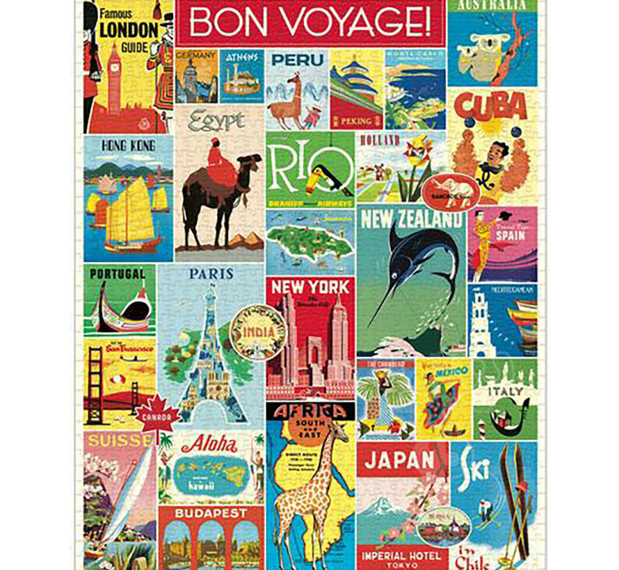 Cavallini Vintage: Travel Puzzle 1000pcs