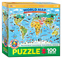 Eurographics Illustrated Map of the World Puzzle 100pcs
