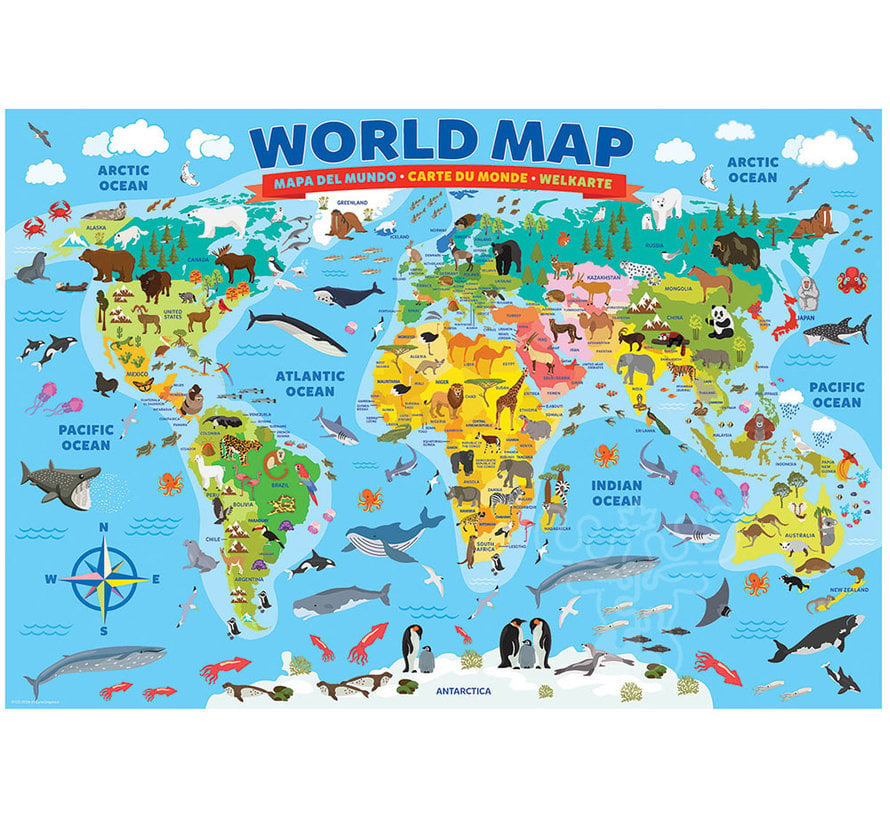 Eurographics Illustrated Map of the World Puzzle 100pcs