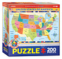 FINAL SALE Eurographics Map of the USA Puzzle 200pcs