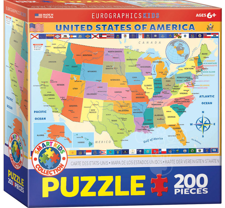 FINAL SALE Eurographics Map of the USA Puzzle 200pcs