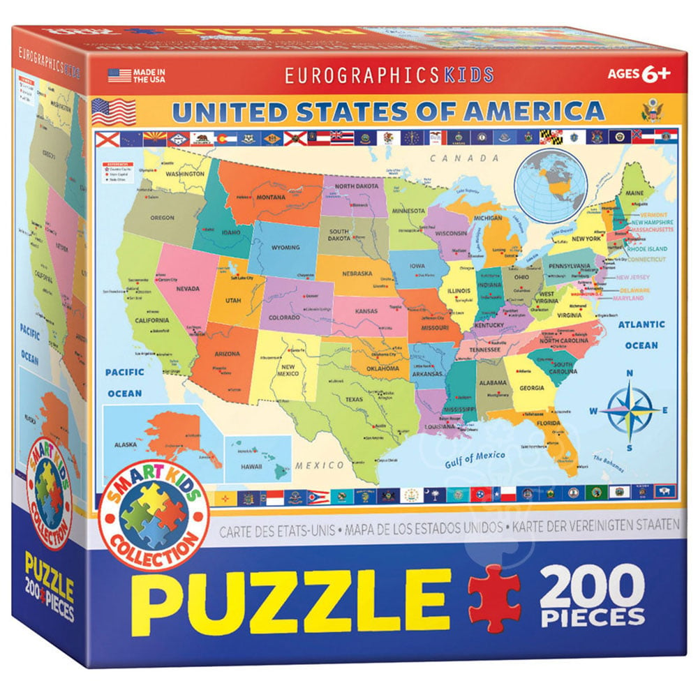 Eurographics Map of the USA Puzzle 200pcs - Puzzles Canada