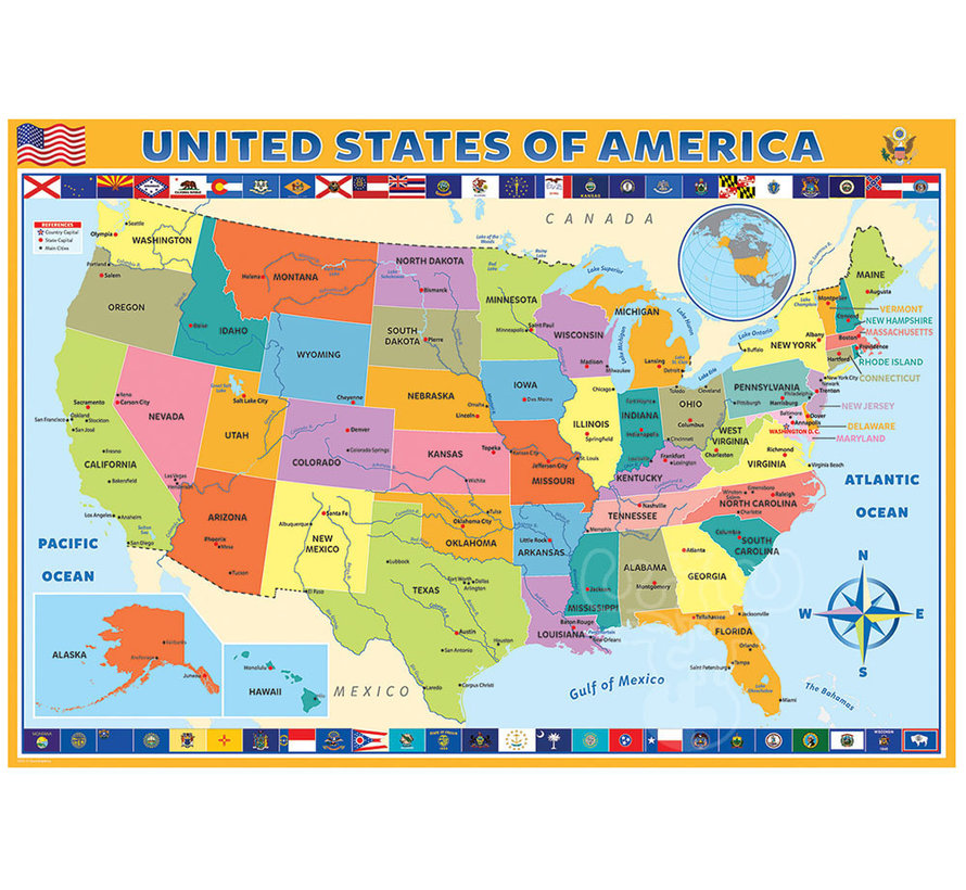 FINAL SALE Eurographics Map of the USA Puzzle 200pcs