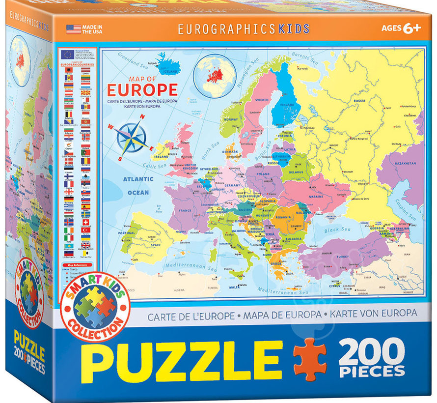 Eurographics Map of Europe Puzzle 200pcs - Puzzles Canada