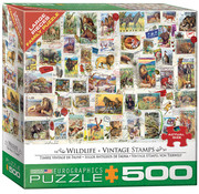 Eurographics FINAL SALE Eurographics Wildlife Vintage Stamps Large Pieces Family Puzzle 500pcs