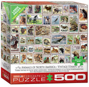 Eurographics Eurographics Behr: Animals of North America Vintage Stamps Large Pieces Family Puzzle 500pcs