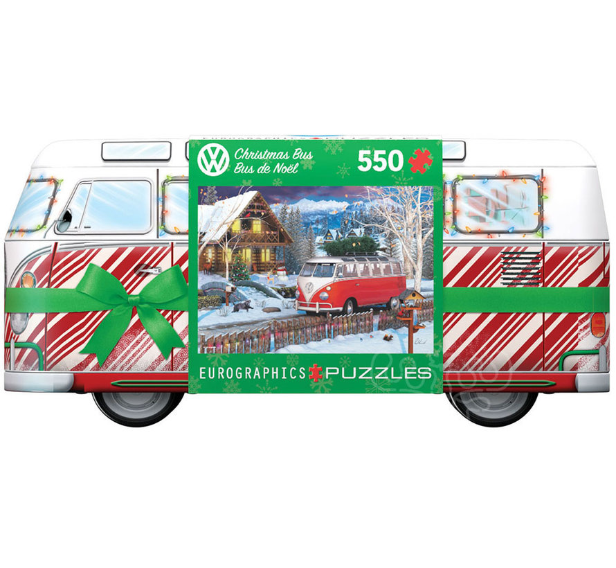Eurographics VW Christmas Bus Puzzle 550pcs in a VW Shaped Tin