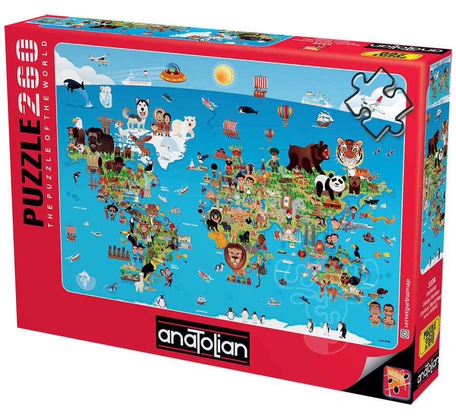 Anatolian Cartoon World Map Puzzle 260pcs