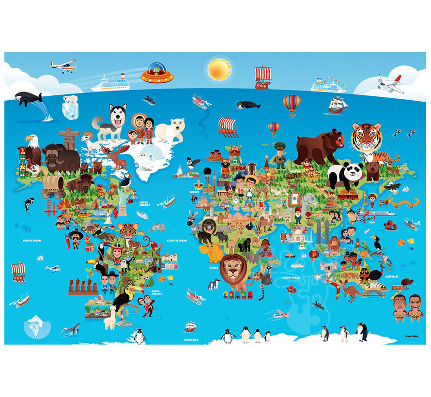 Anatolian Cartoon World Map Puzzle 260pcs