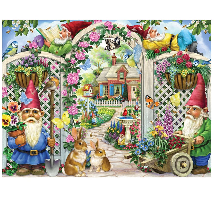 FINAL SALE Vermont Christmas Co. Springing Up Gnomes Puzzle 550pcs