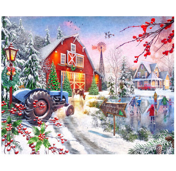 Vermont Christmas Company Vermont Christmas Co. Christmas Skaters Puzzle 1000pcs
