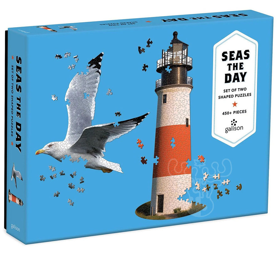 Galison Seas the Day Set of Two Shaped Puzzle 450pcs
