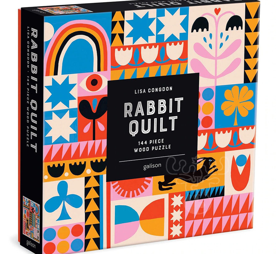 Galison Lisa Congdon Rabbit Quilt Wood Puzzle 144pcs