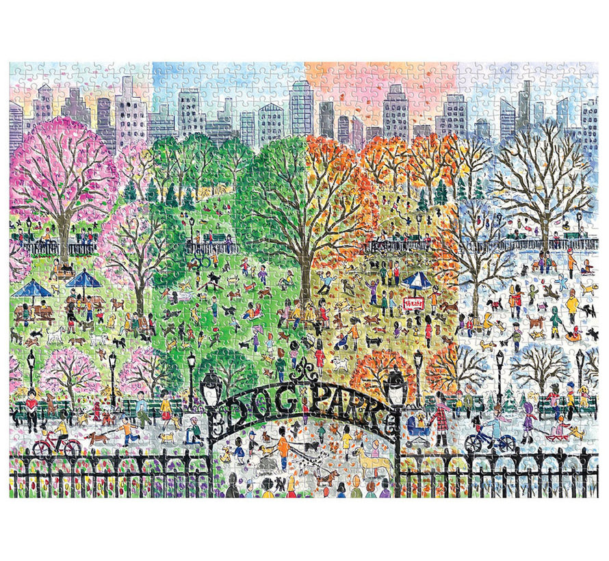 Galison Michael Storrings Dog Park in Four Seasons Puzzle 1000pcs