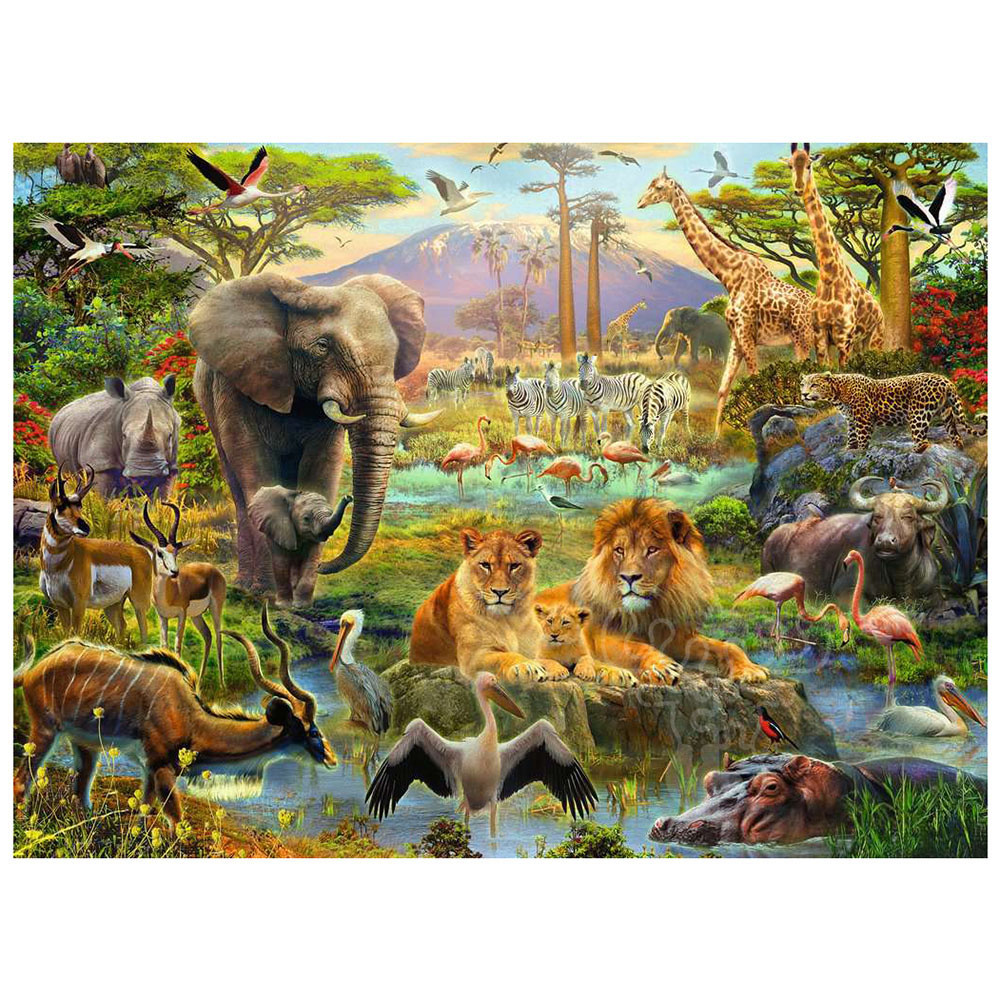 Ravensburger Puzzle XXL 300 Pezzi Per Bambini 9+ Anni - Dinosauro, Elefante, Tigre (formato 49x36 Cm)