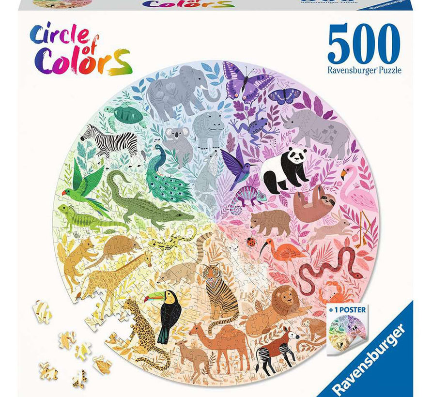 Ravensburger Circle of Colors: Animals Round Puzzle 500pcs