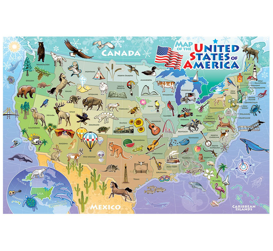 Cobble Hill Map of the USA Floor Puzzle 48pcs