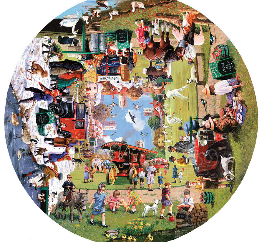 FINAL SALE SunsOut Four Seasons on the Green Round Puzzle 1000pcs
