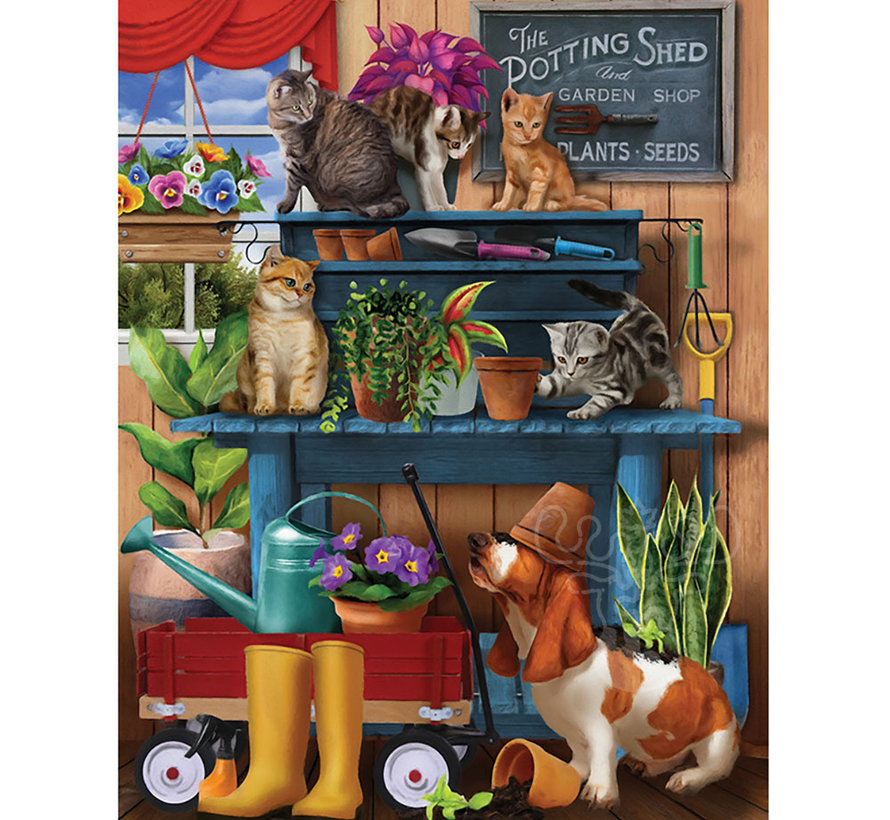 FINAL SALE SunsOut Trouble in the Potting Shed Puzzle 1000pcs