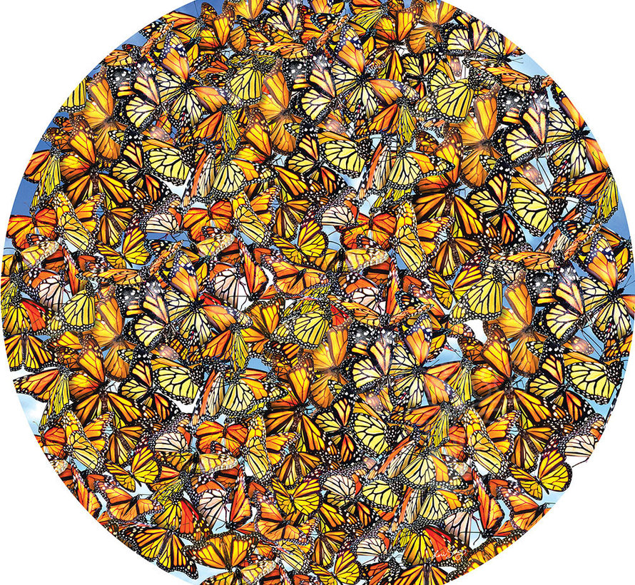 SunsOut Monarch Frenzy Round Puzzle 1000pcs