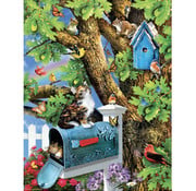 SunsOut FINAL SALE SunsOut Kitty and Birdhouse Puzzle 1000pcs