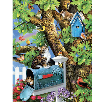 SunsOut FINAL SALE SunsOut Kitty and Birdhouse Puzzle 1000pcs