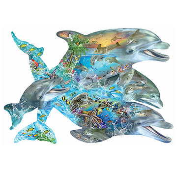 SunsOut SunsOut Song of the Dolphins Shaped Puzzle 1000pcs