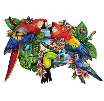 SunsOut SunsOut Parrots in Paradise Shaped Puzzle 1000pcs