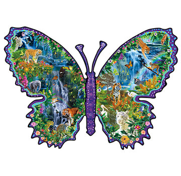 SunsOut SunsOut Rainforest Butterfly Shaped Puzzle 1000pcs