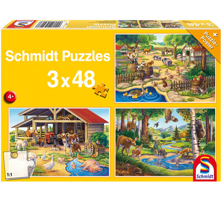 Schmidt My Favorite Animals Puzzle 3 x 48pcs