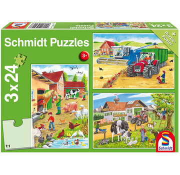 Schmidt Schmidt On the Farm Puzzle 3 x 24pcs