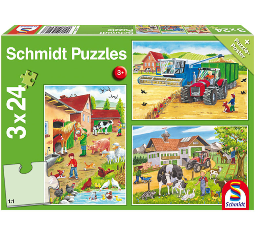Schmidt On the Farm Puzzle 3 x 24pcs