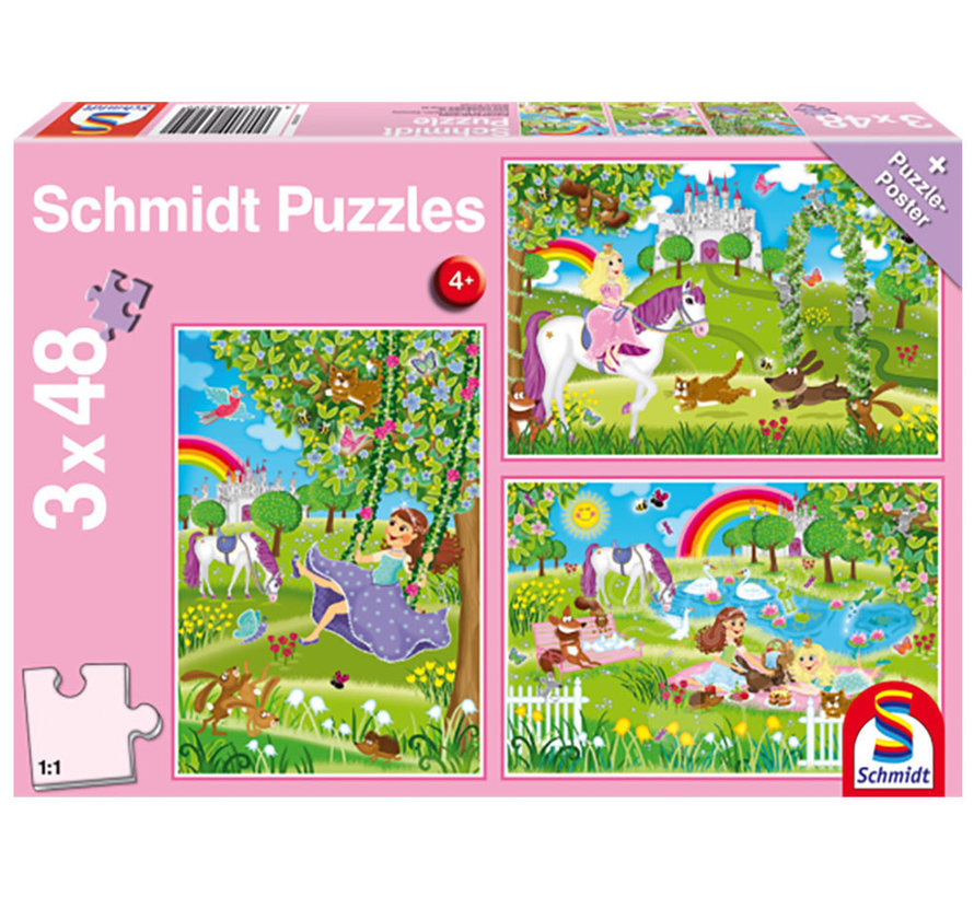 Schmidt Princess in the Castle Garden Puzzle 3 x 48pcs
