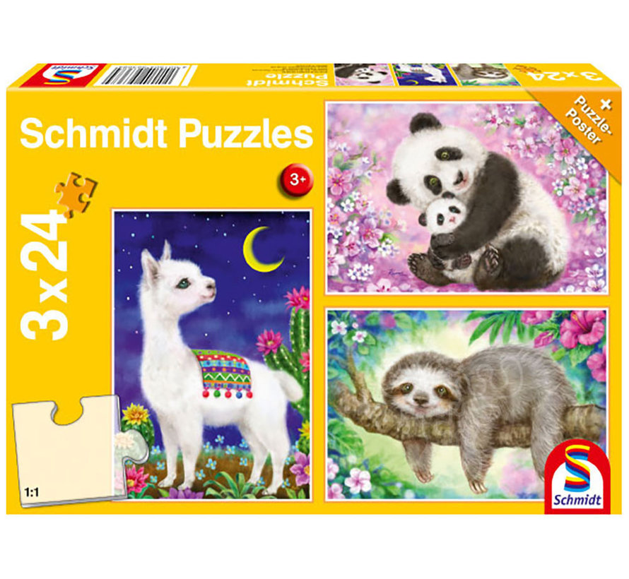 Schmidt Panda, Llama, Sloth Puzzle 3 x 24pcs