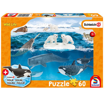 Schmidt Schmidt Wildlife in the Arctic Puzzle 60pcs includes 1 Schleich Animal