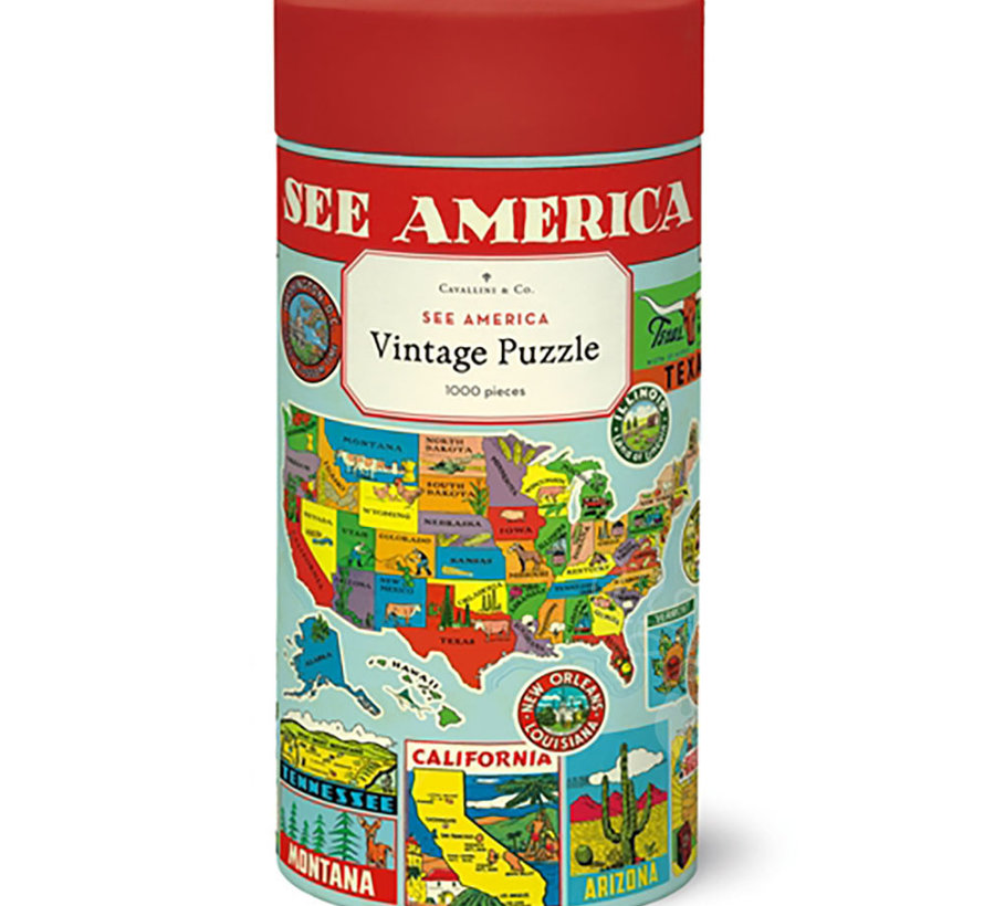 Cavallini Vintage: See America Puzzle 1000pcs