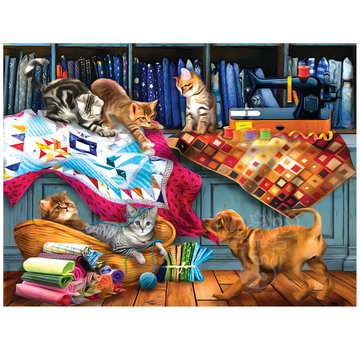 SunsOut FINAL SALE SunsOut Quilting Room Mischief Puzzle 1000pcs