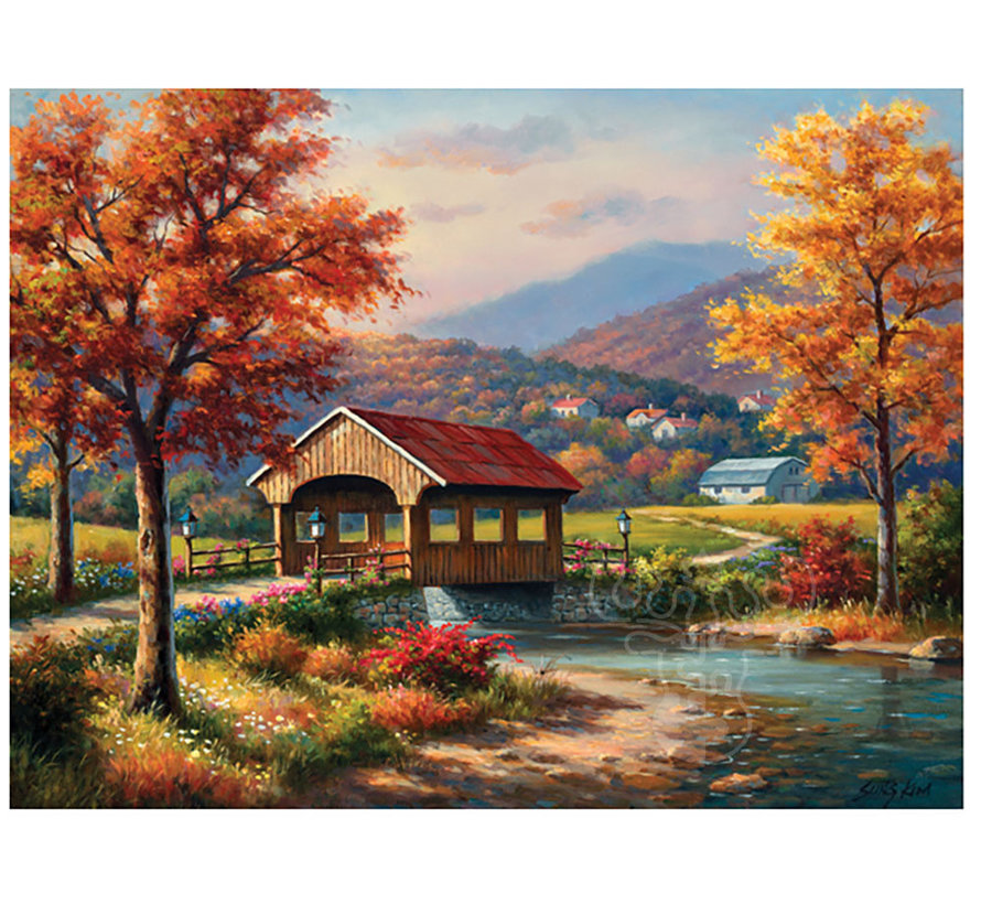 FINAL SALE SunsOut Covered Bridge in Fall Puzzle 500pcs