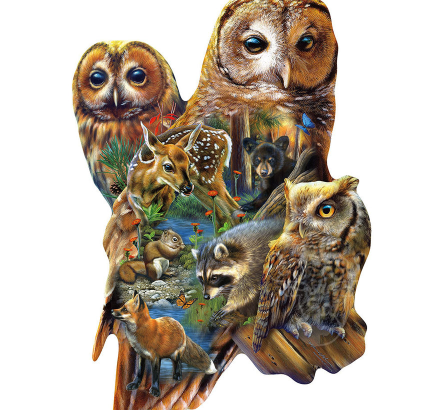 SunsOut Forest Owls Shaped Puzzle 1000pcs