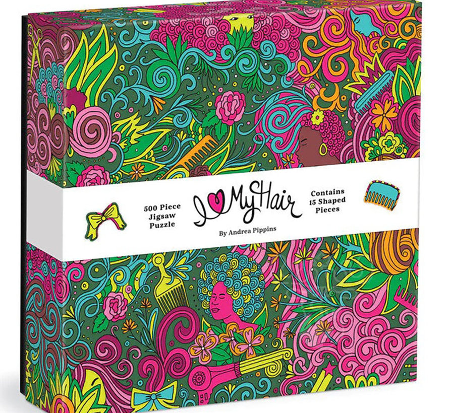 Galison Andrea Pippins I Love My Hair Puzzle 500pcs with 15 Shaped Pieces