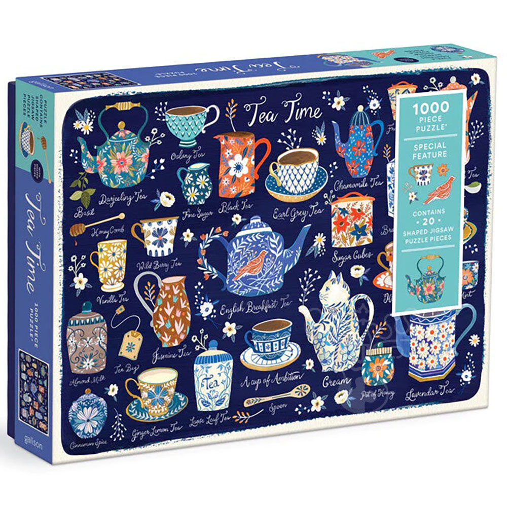 Galison Tea Time Puzzle 1000pcs contains 20 Shaped Pieces Puzzles Canada